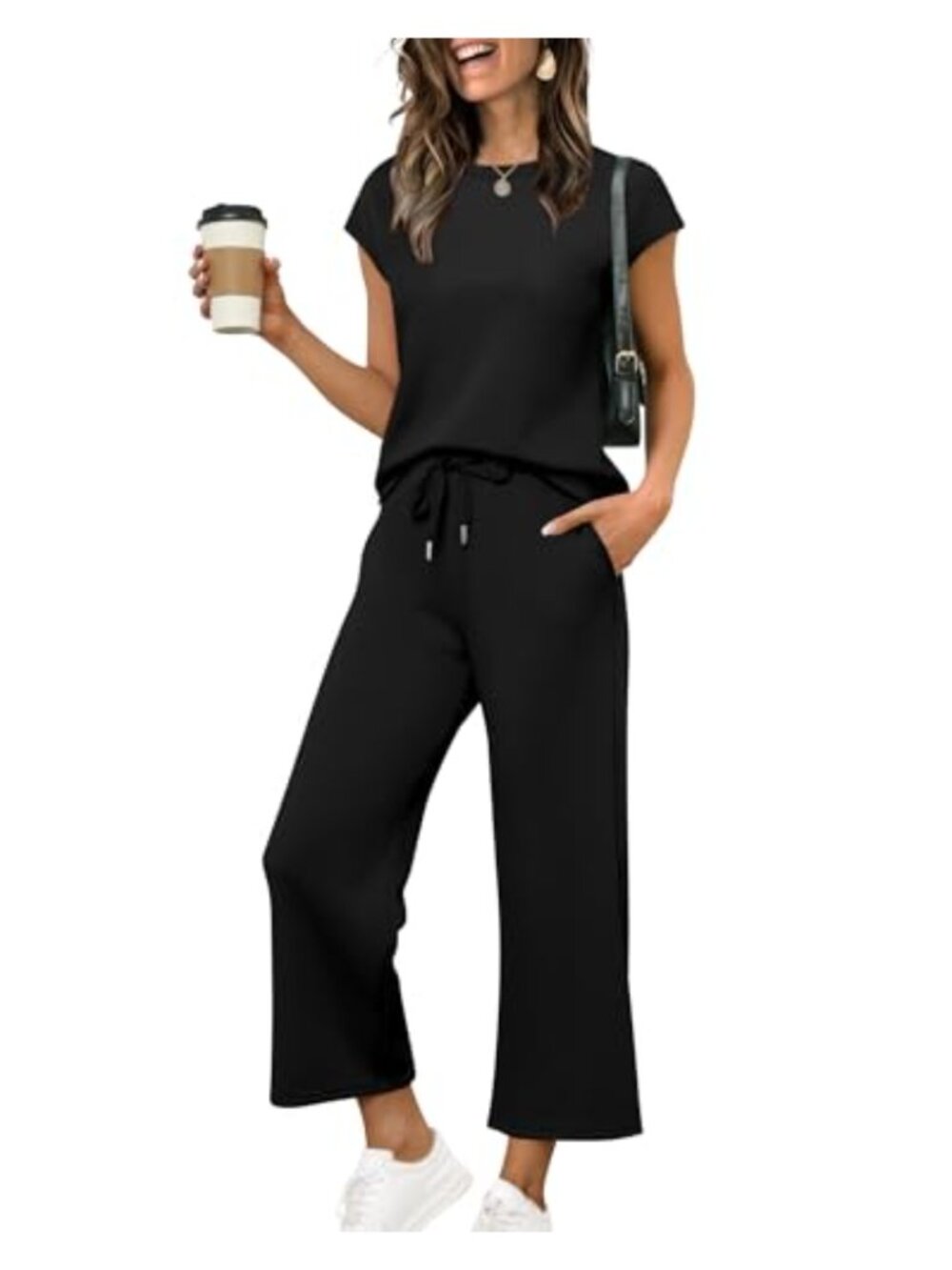 Sampeel Two Piece Pant Set Cap Sleeve Loose Fit Vacation Lounge